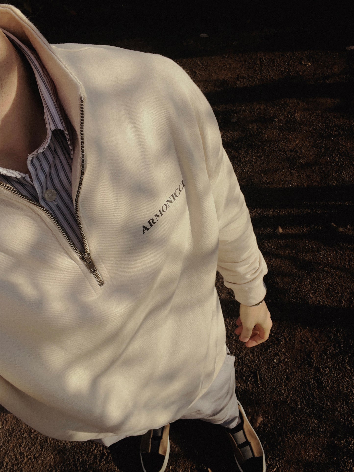 Heavyweight Cream Quarter Zip Sweatshirt