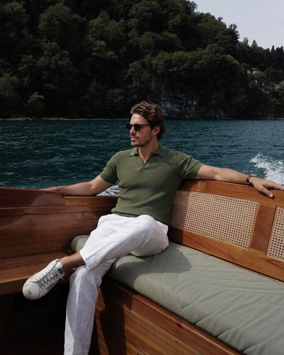 Forest Green Knit Polo Shirt