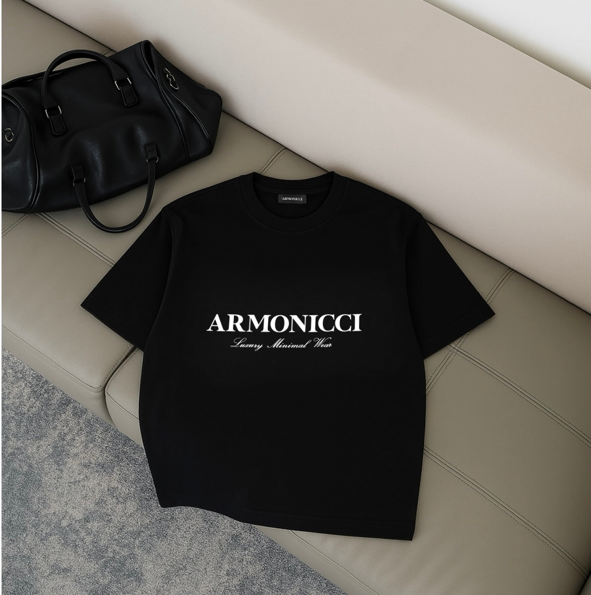 Oversized Jet Black Script T-Shirt