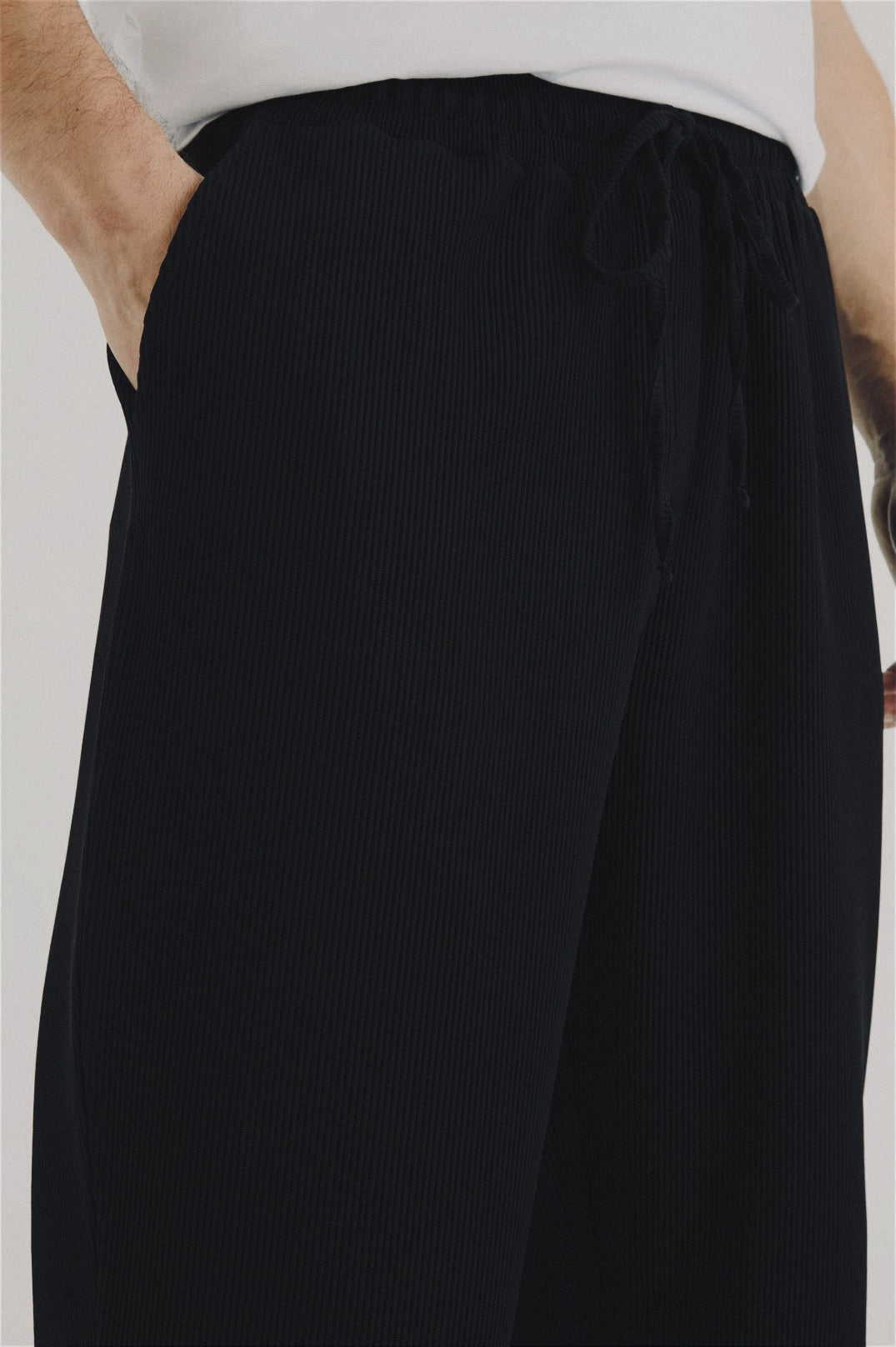 Split Black Pleated Trousers