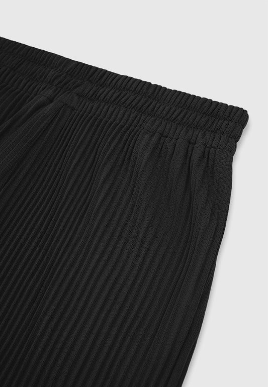 Split Black Pleated Trousers