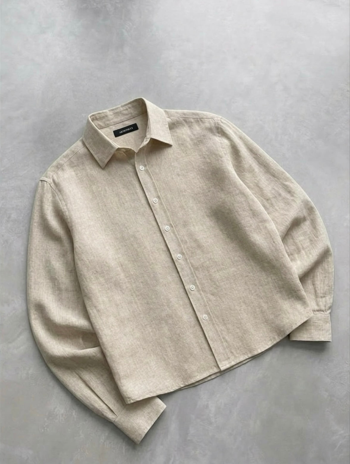 Riviera Linen Style Long Sleeve Beige Shirt