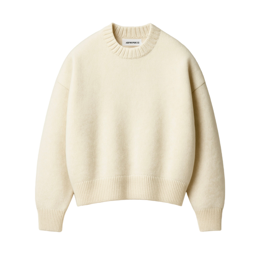 Oversized Minimal Cream Knit Sweater