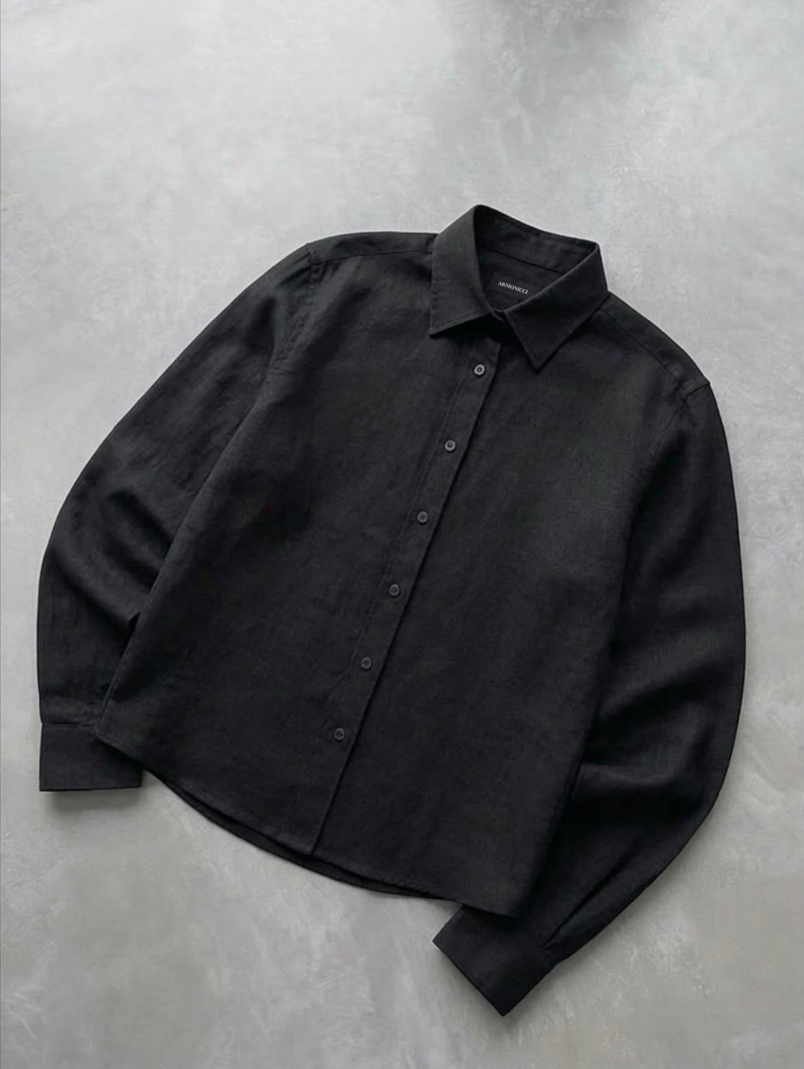 Riviera Linen Style Long Sleeve Black Shirt