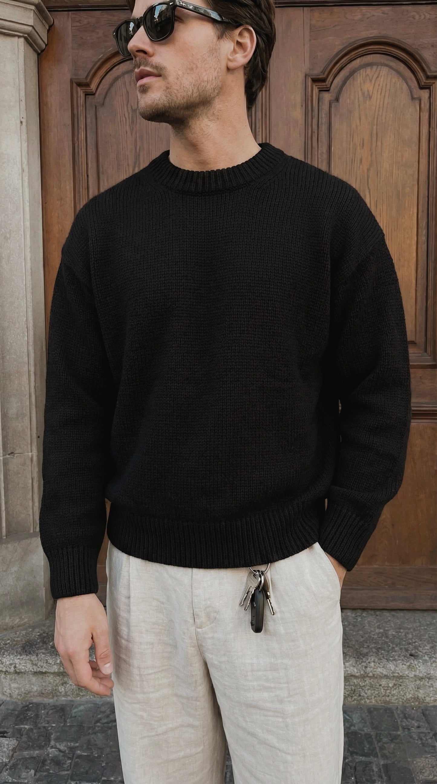 Oversized Minimal Black Knit Sweater