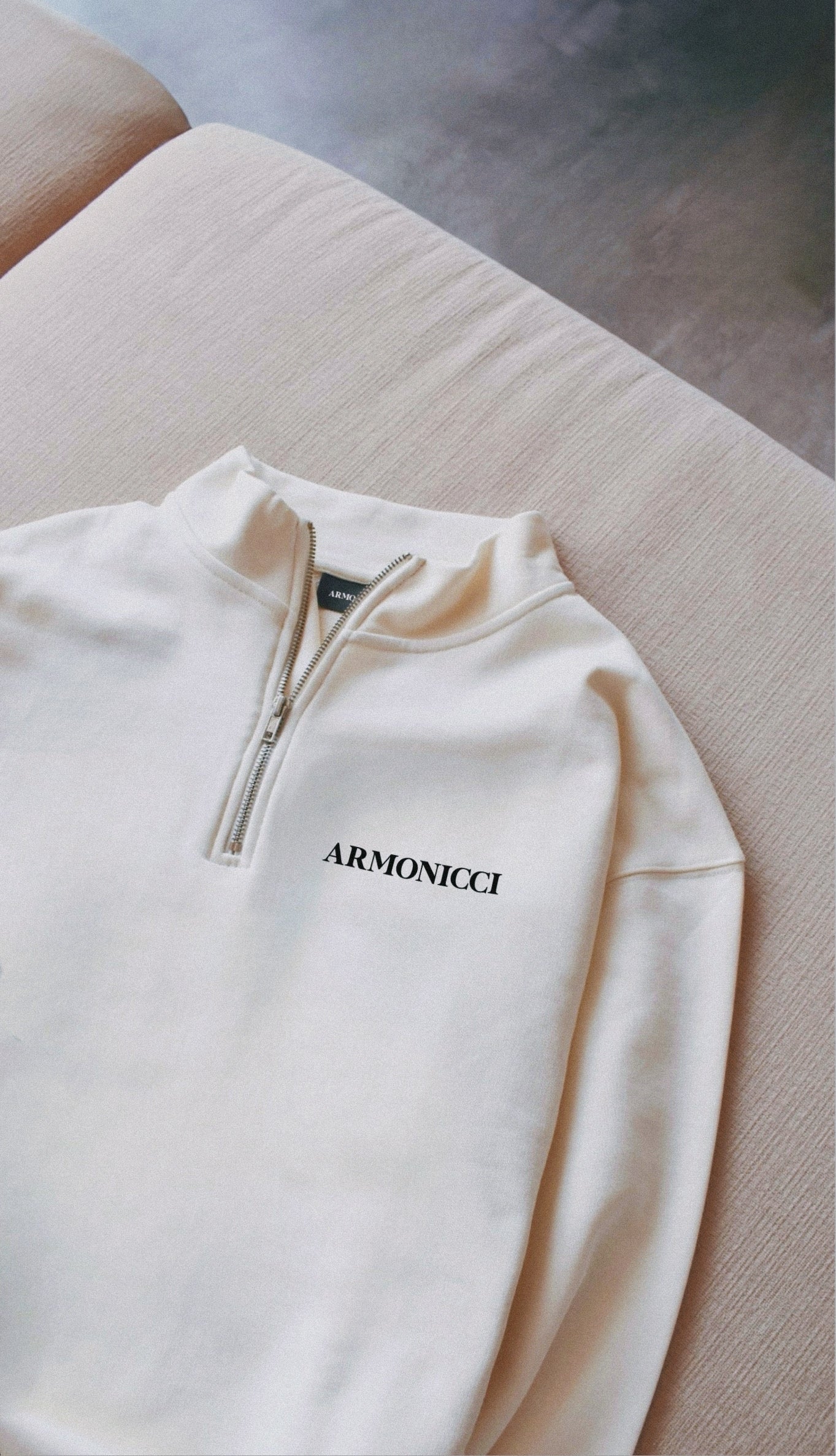 Heavyweight Cream Quarter Zip Sweatshirt