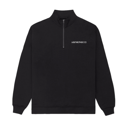 Heavyweight Jet Black Quarter Zip Sweatshirt