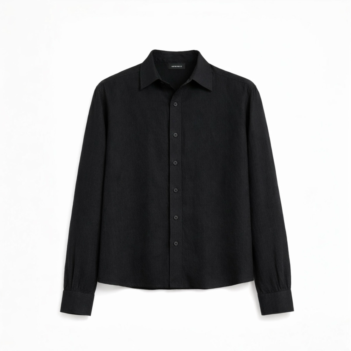 Riviera Linen Style Long Sleeve Black Shirt