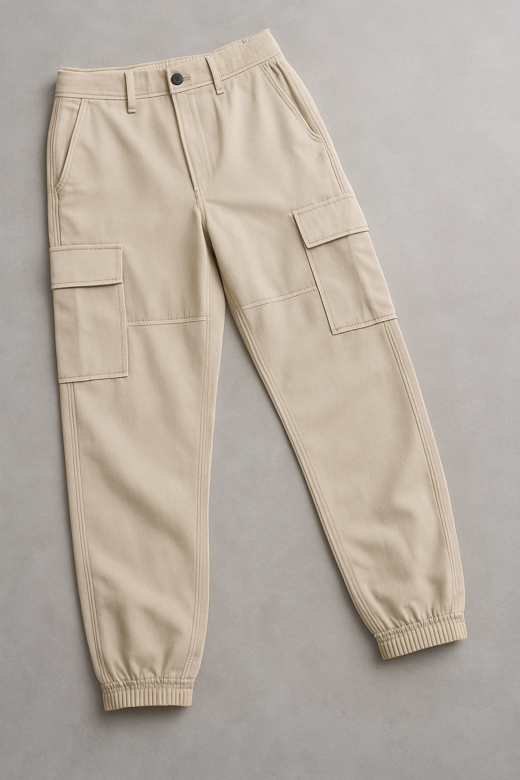 Cream Technical Cargo Pants