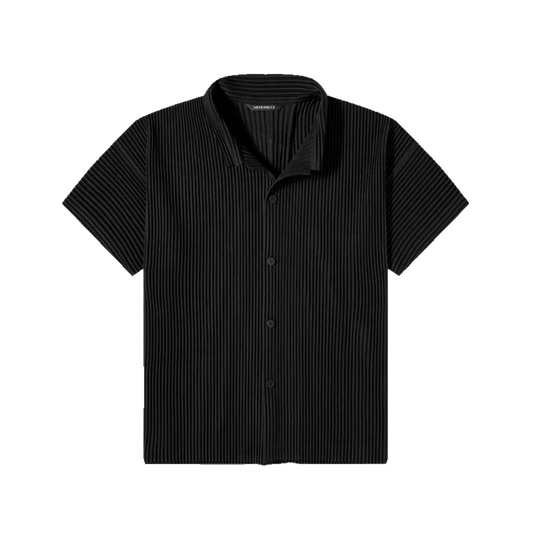 black pleated shirt