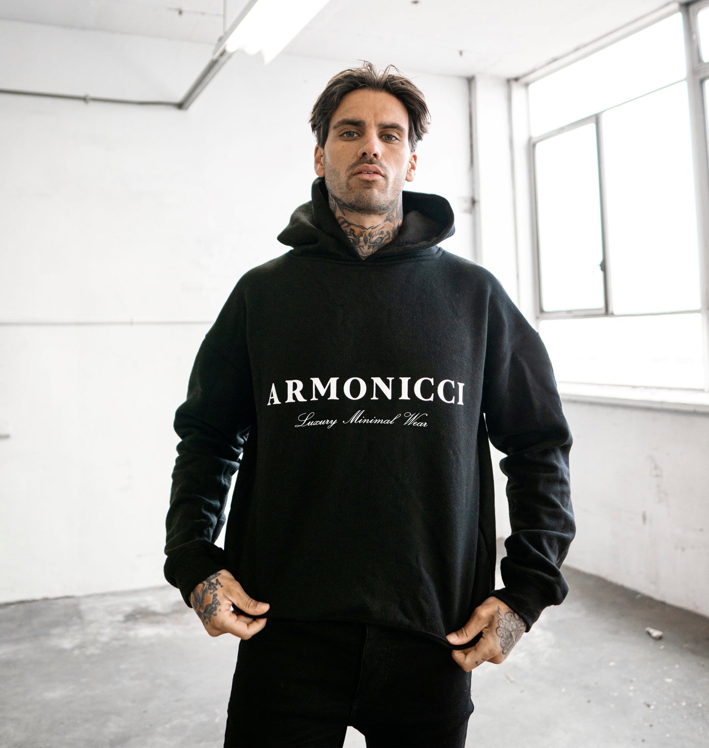 heavyweight black script logo hoodie