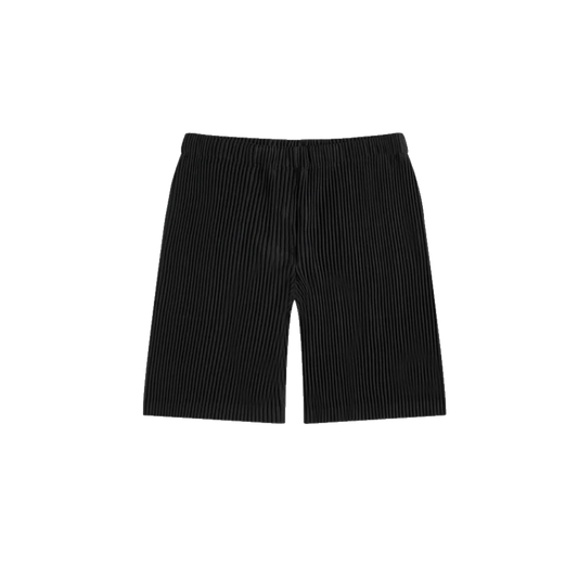 black pleated shorts