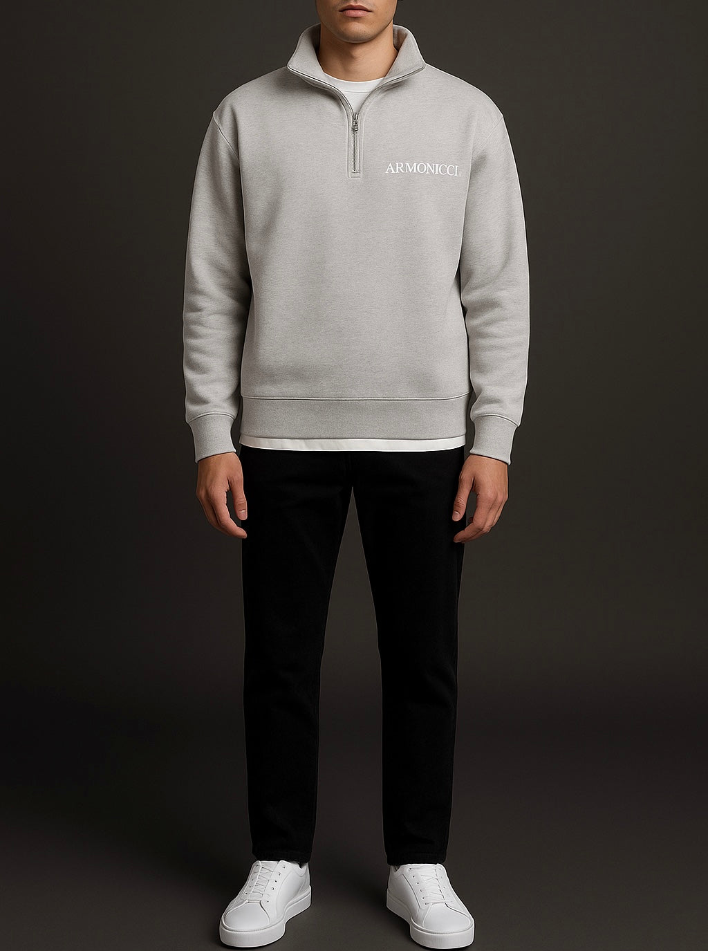 Heavyweight Athletic Grey Quarter Zip Sweatshirt