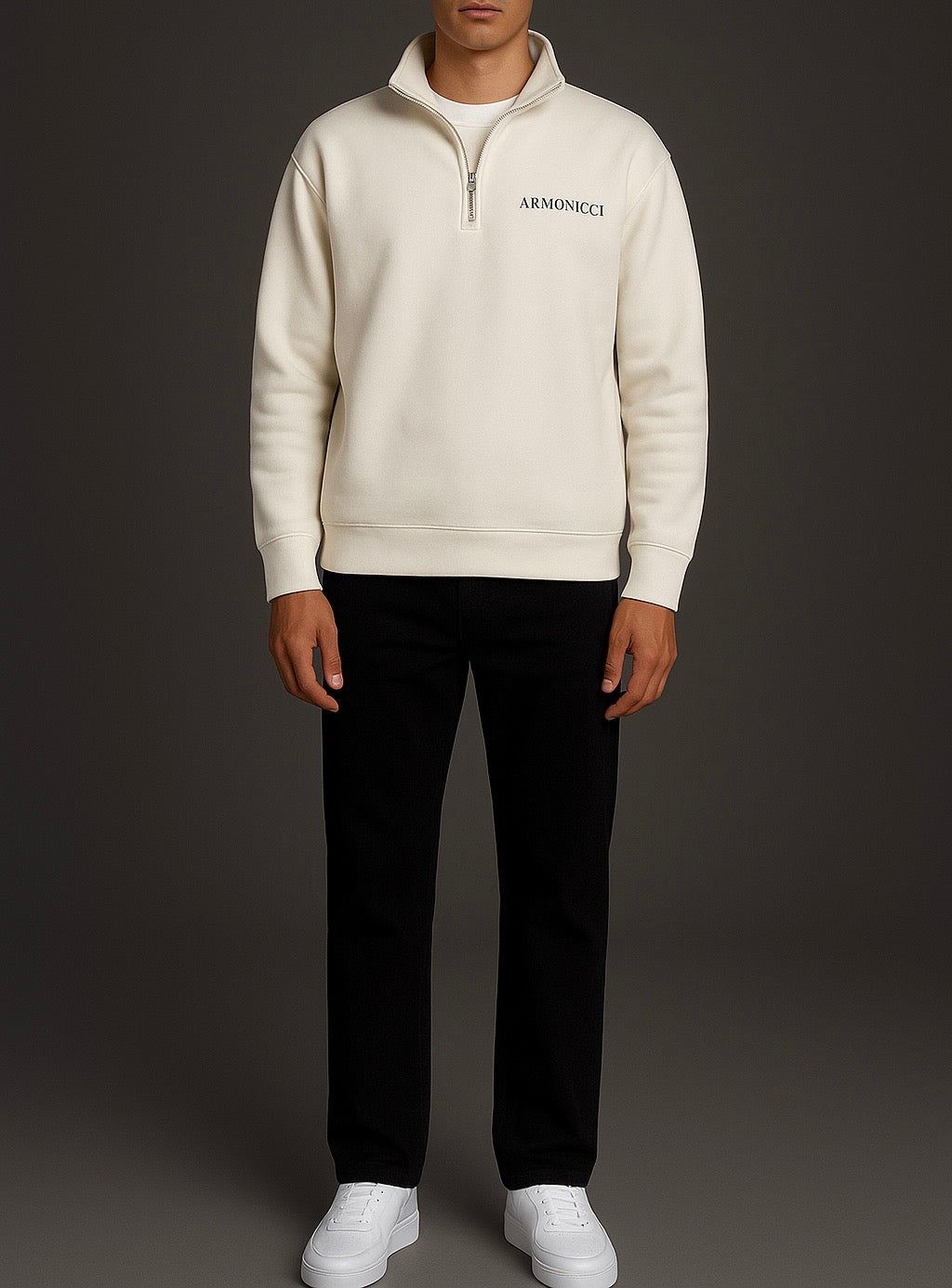 Heavyweight Cream Quarter Zip Sweatshirt
