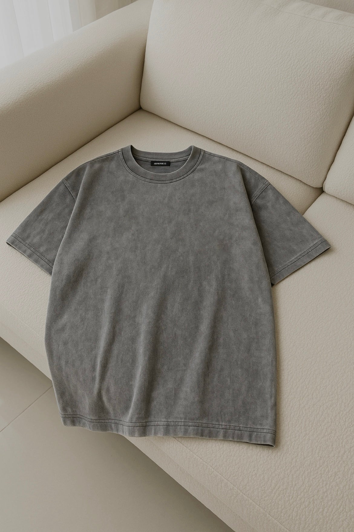 Heavyweight Washed Grey Minimal T-Shirt