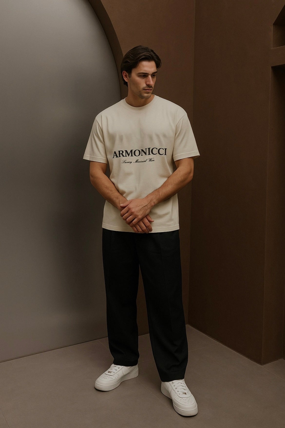 Oversized Cream Script Logo T-Shirt