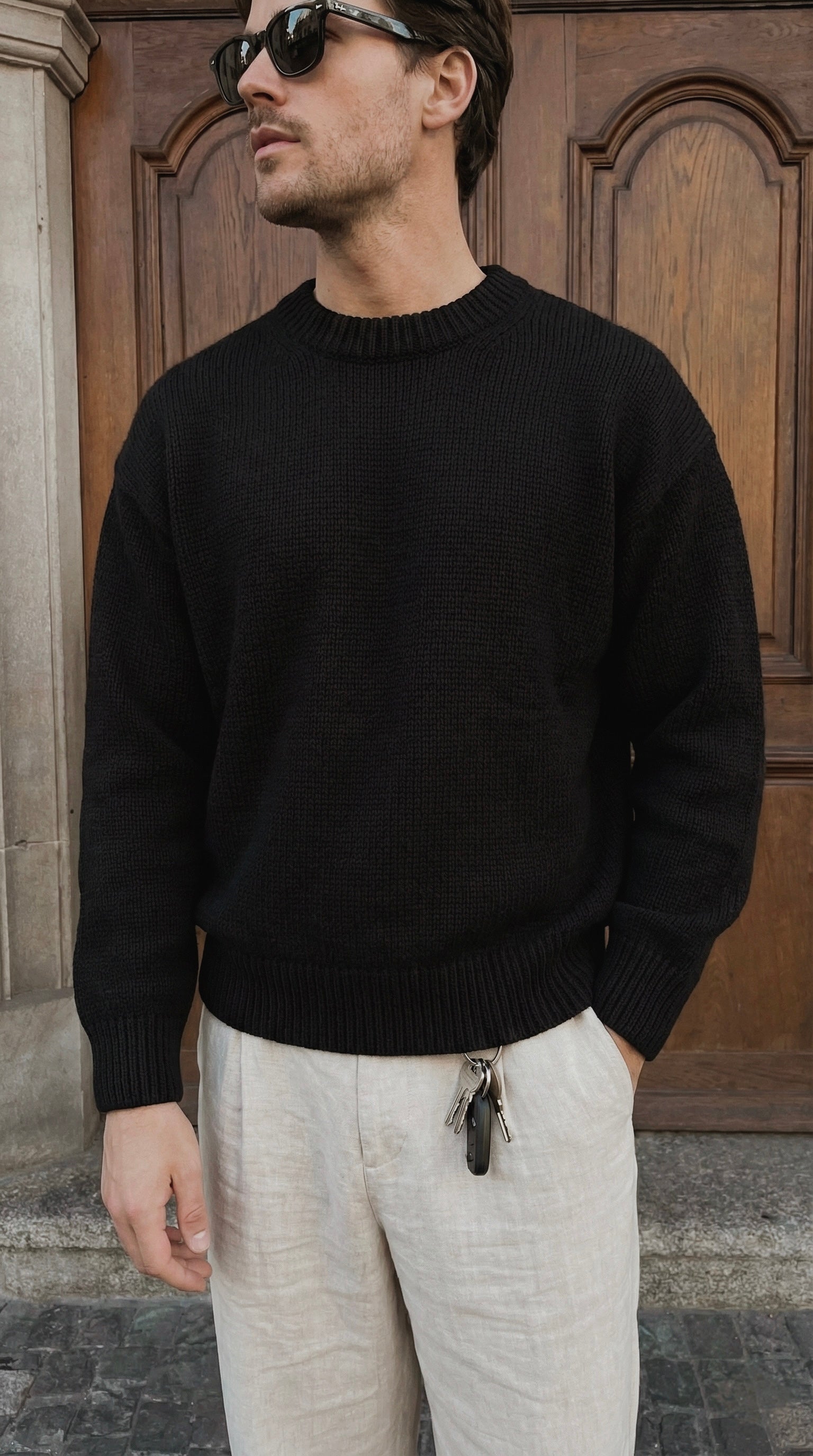 Oversized Minimal Black Knit Sweater