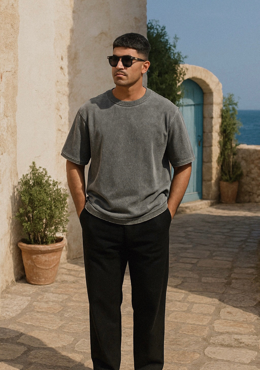 Heavyweight Washed Grey Minimal T-Shirt
