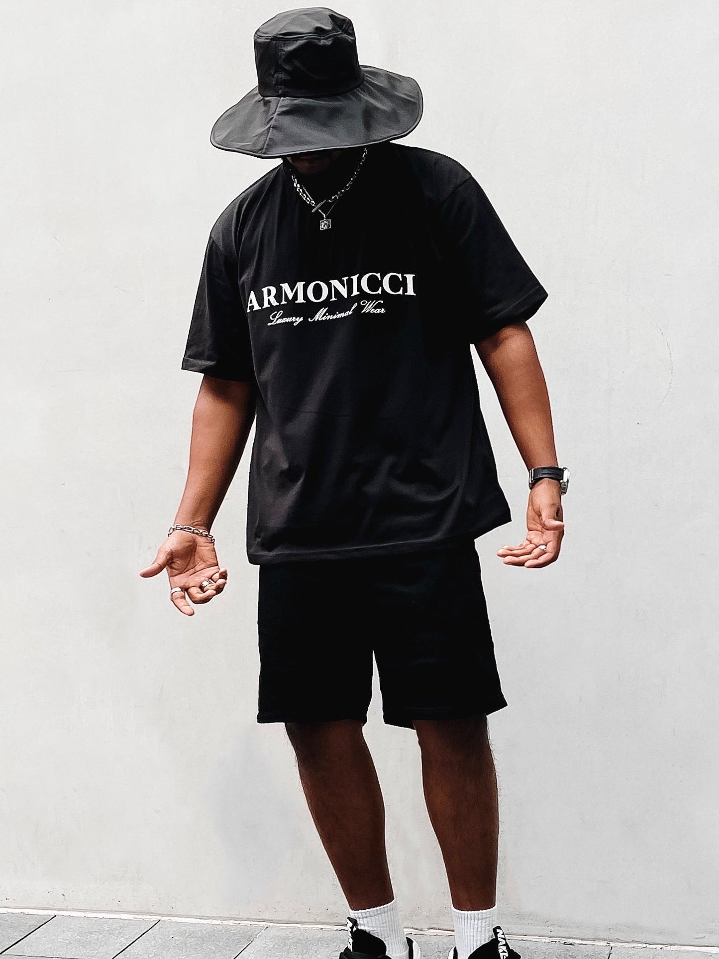Oversized Jet Black Script T-Shirt