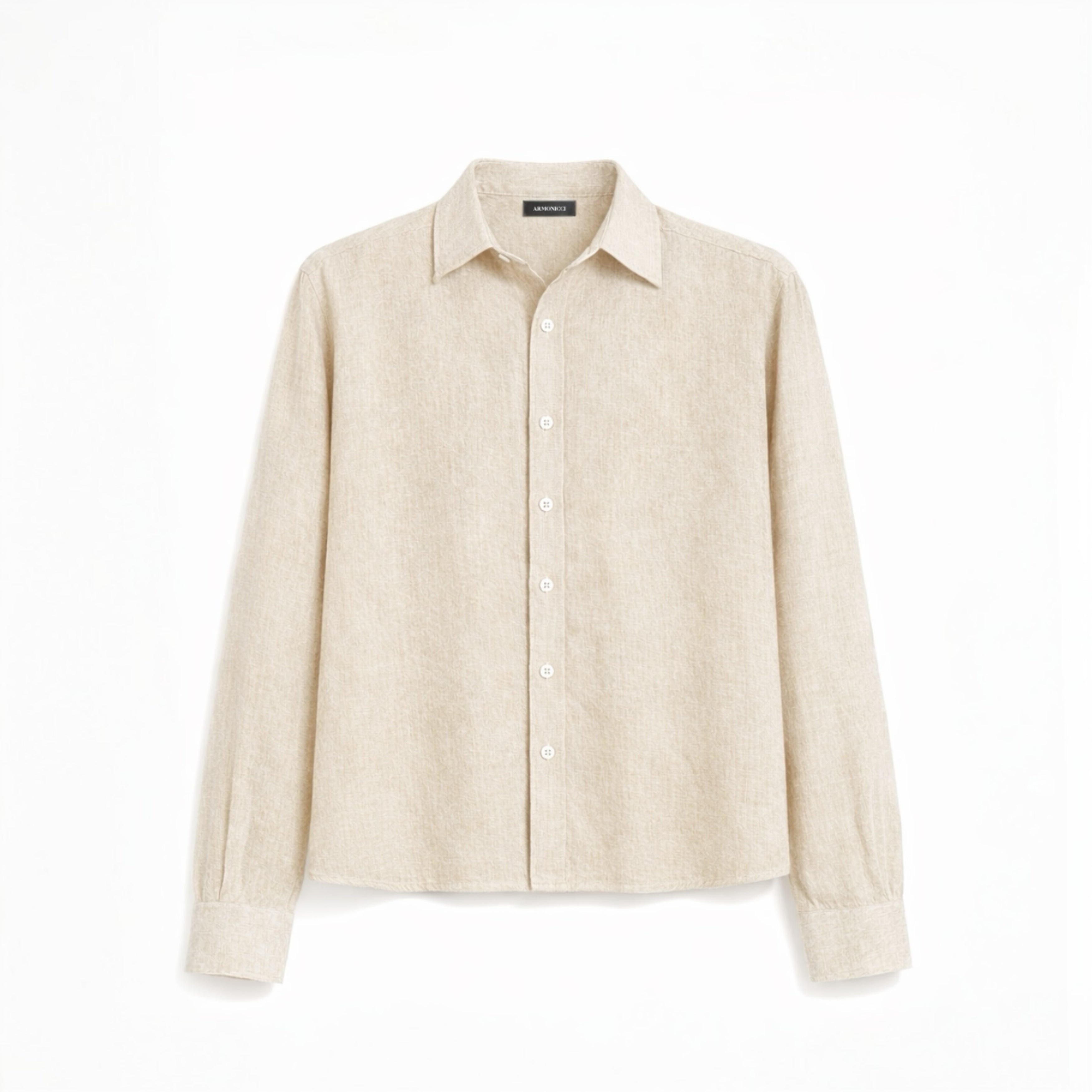 Riviera Linen Style Long Sleeve Beige Shirt