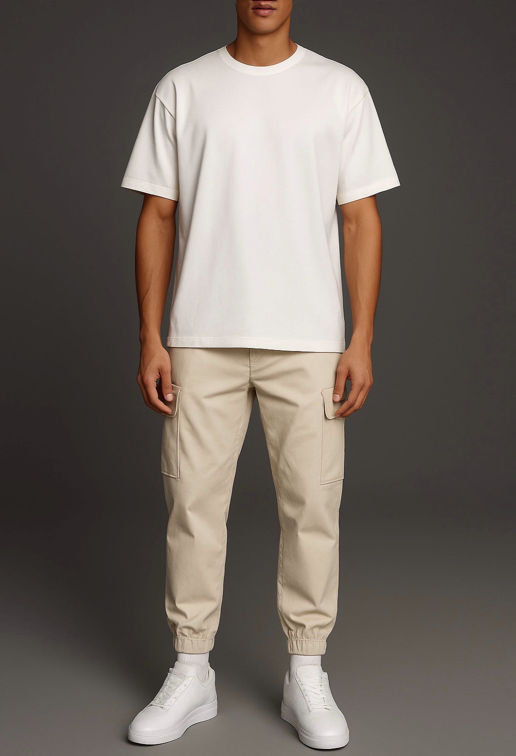Cream Technical Cargo Pants
