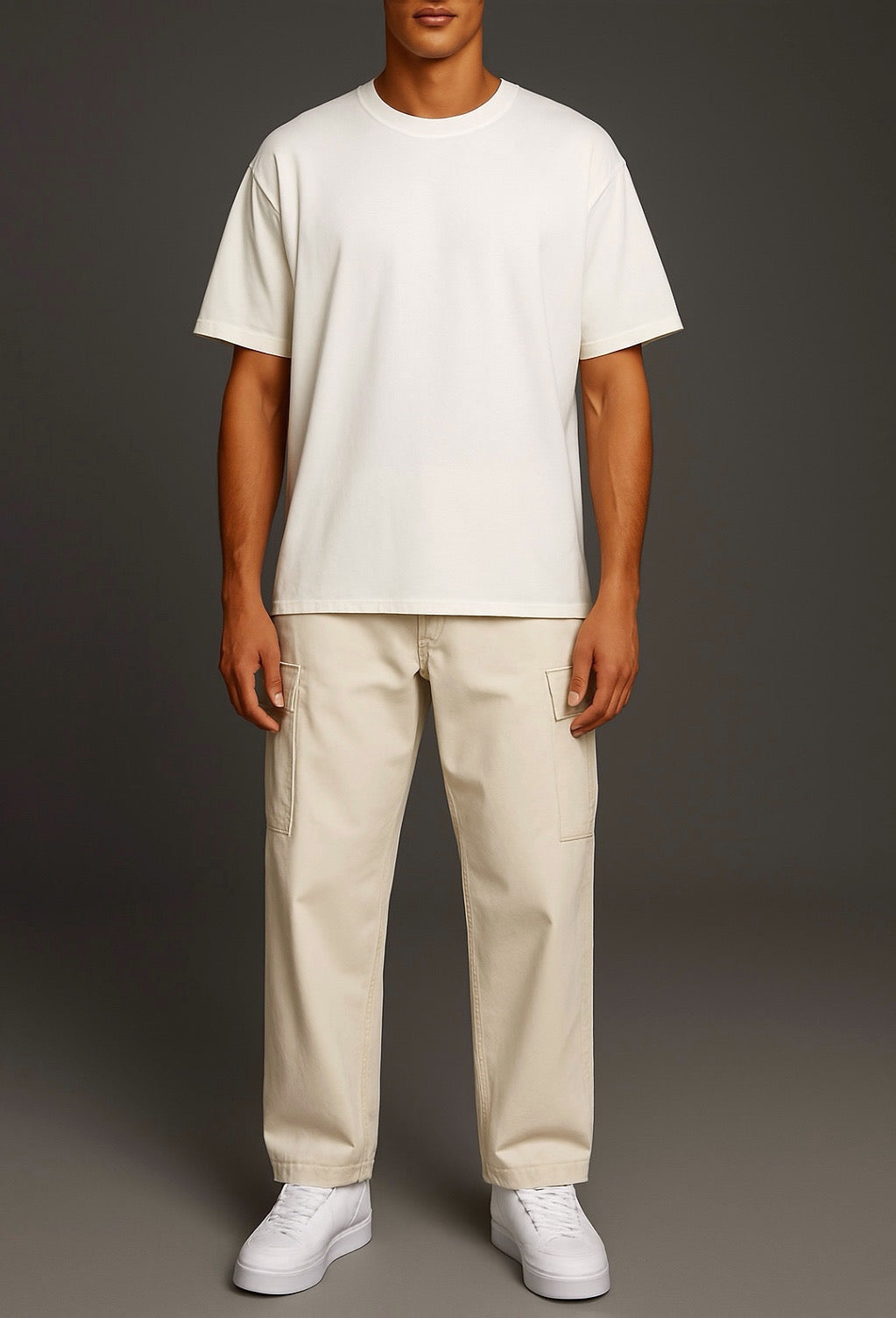 Cream Utility Cargo Pants