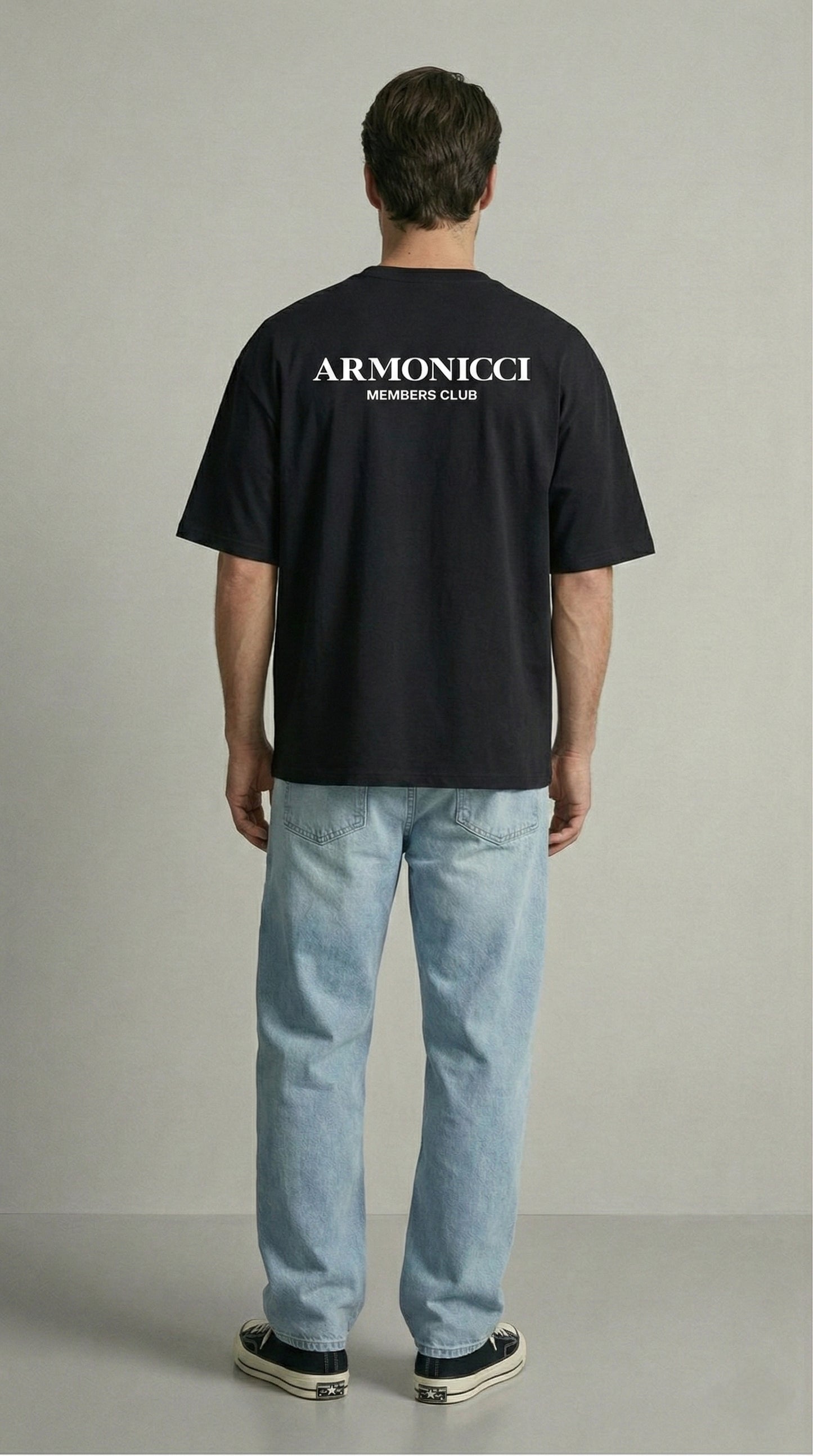 Oversized Jet Black Members Club T-Shirt