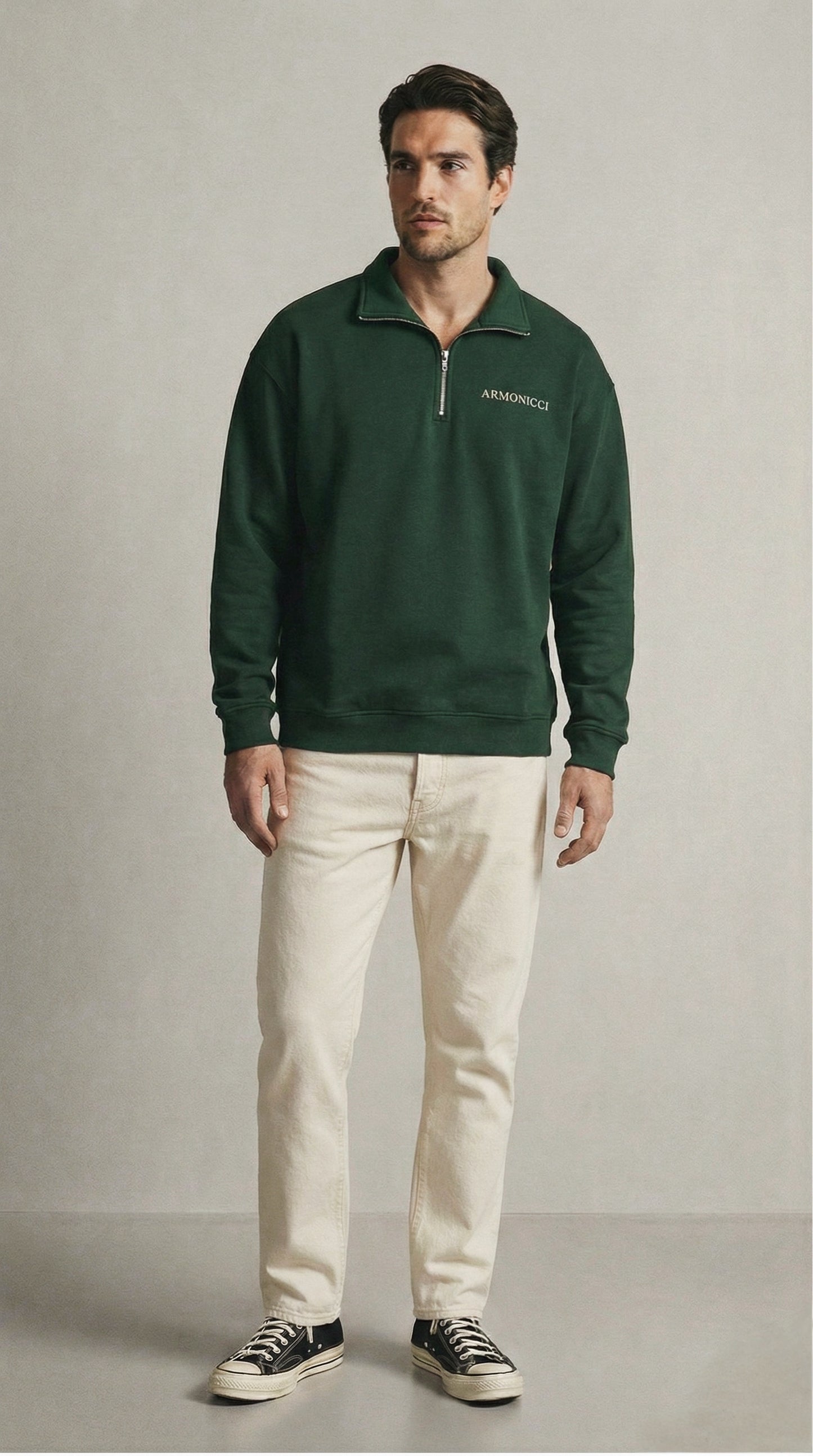 Heavyweight Forest Green Original Quarter Zip Sweatshirt