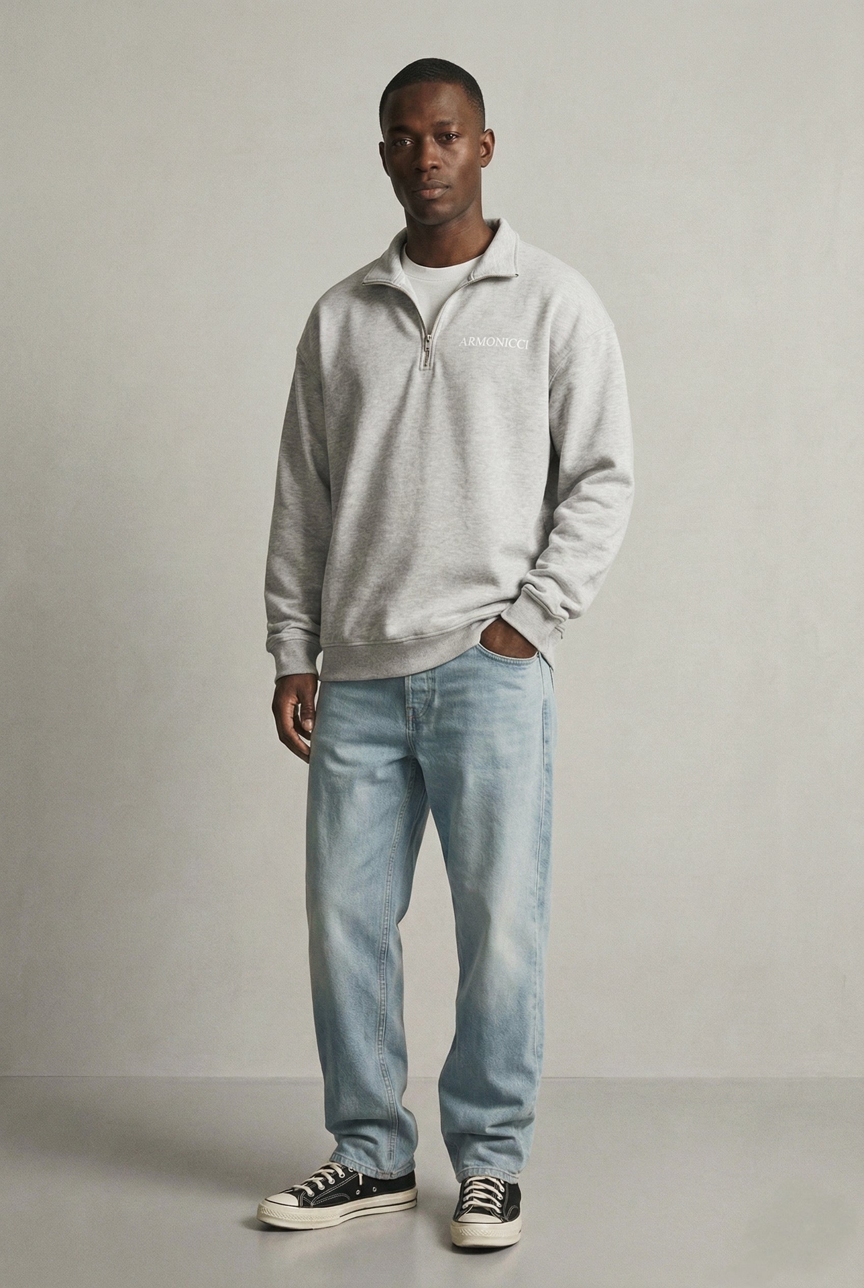 Heavyweight Athletic Grey Original Quarter Zip Sweatshirt