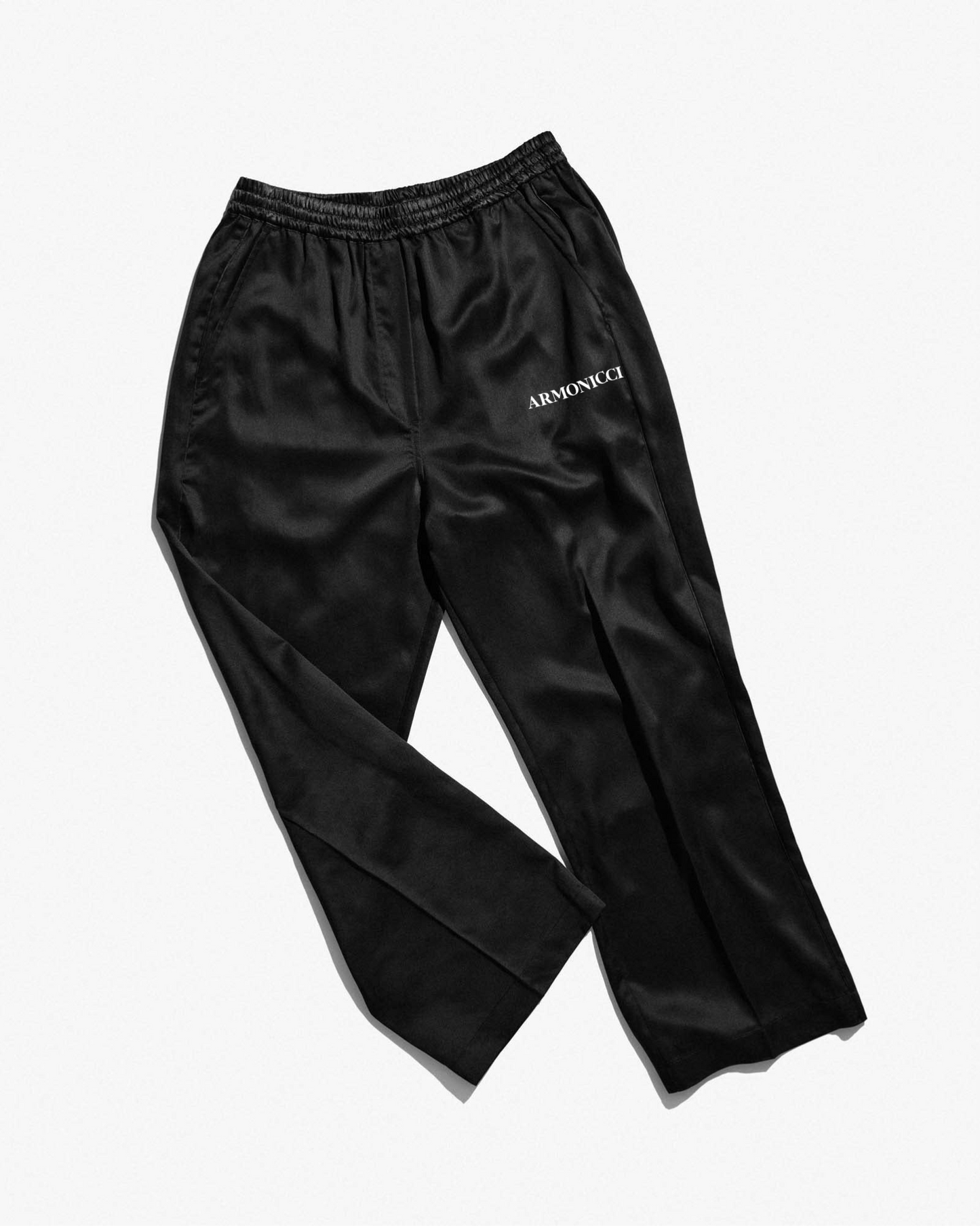 black silky track pants